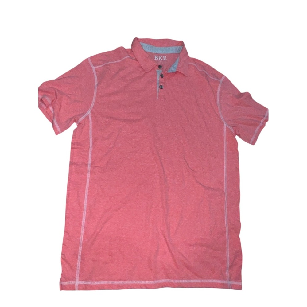 BKE Mens Heathered Coral Polo Shirt Size XL Short‎ Sleeve Casual Cotton Collared